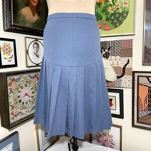 80s Vintage Volup Grey Pleated Classic School Girl Uniform Midi Skirt 2X